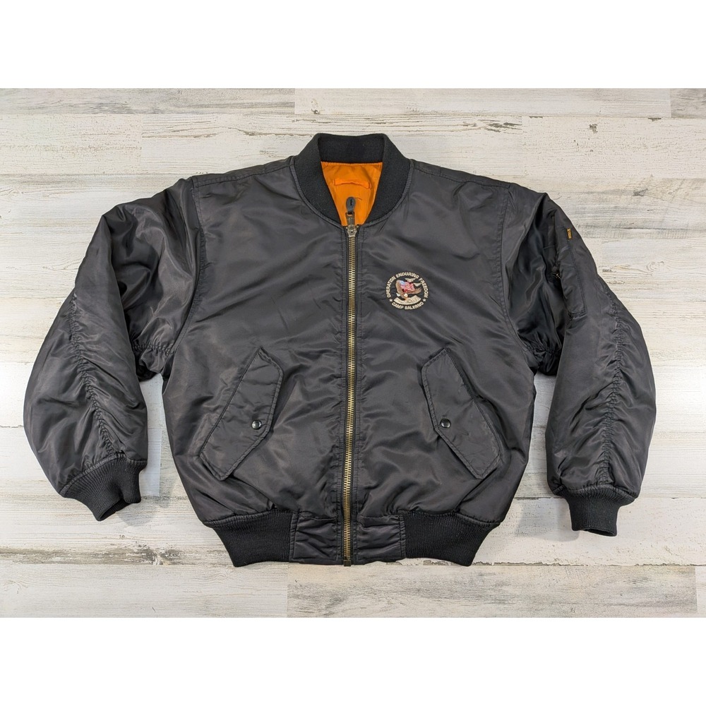 Vintage M Tramp MA-1 Jacket Mens Small Operation Enduring Freedom Salerno Black